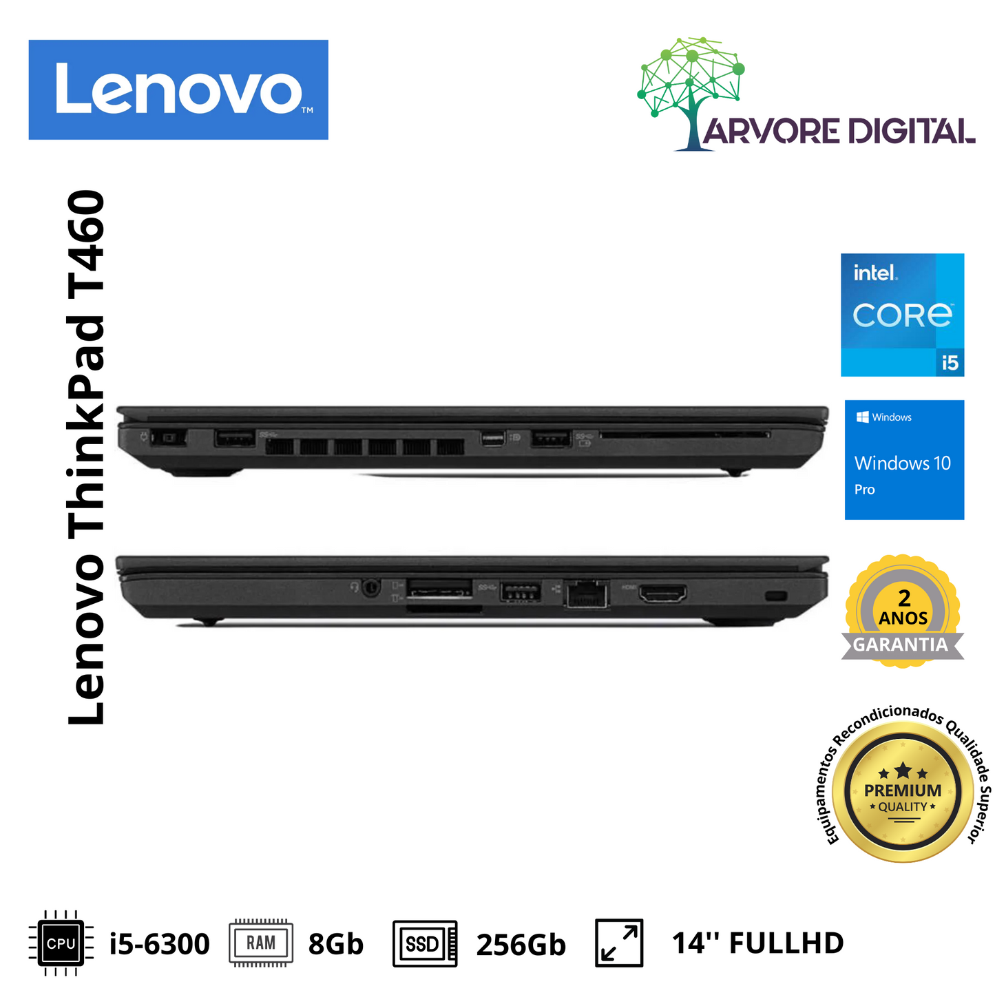 Lenovo ThinkPad T460 | i5-6300U | 8GB | 256Gb SSD | W10Pro