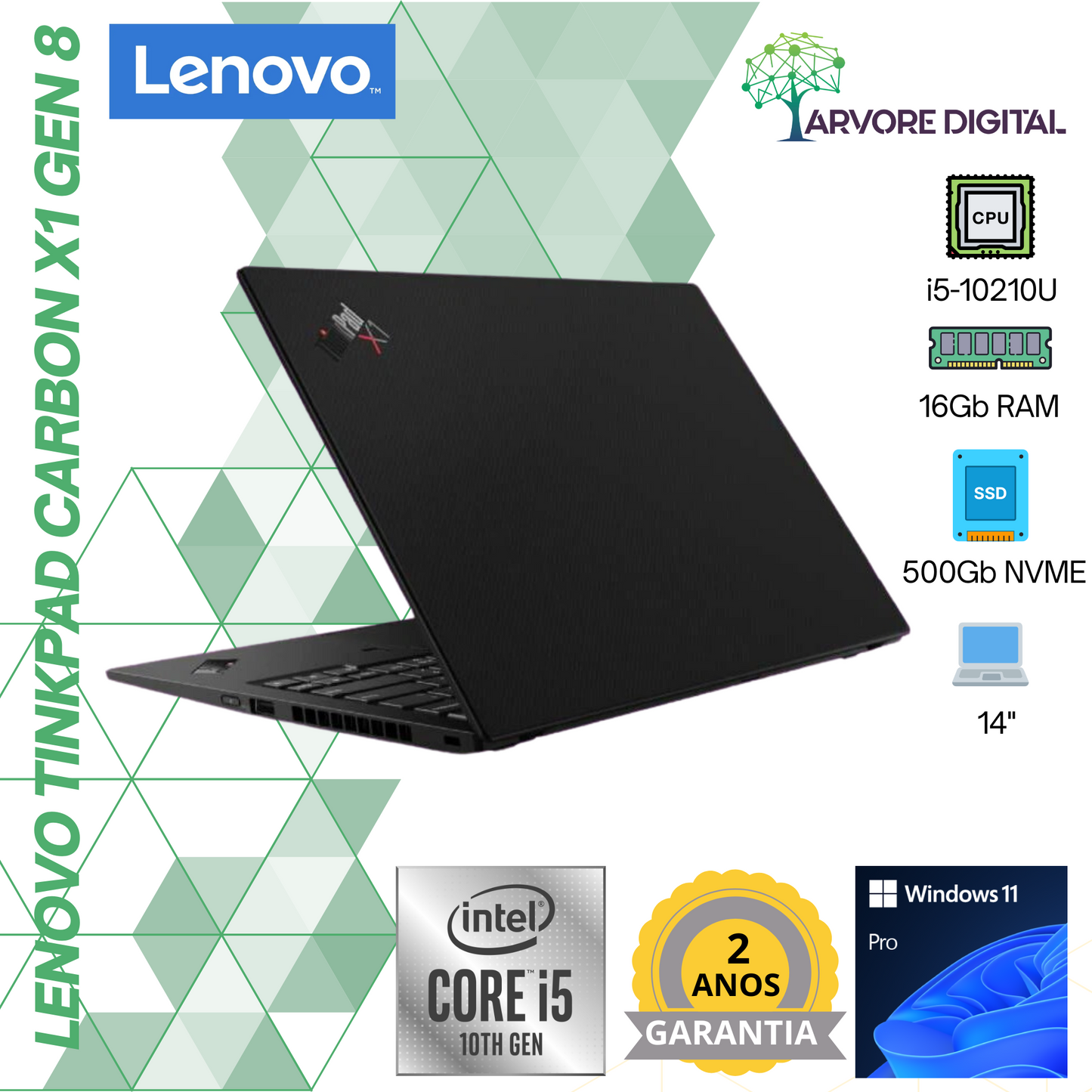 Lenovo ThinkPad X1 Carbon G8 | i5-10210U | 16Gb | 500Gb SSD NVME | W11Pro