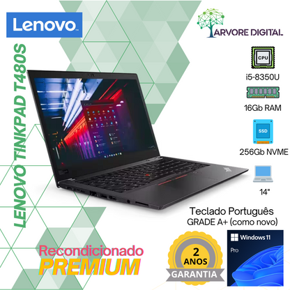 Lenovo ThinkPad T480s | i5-8350U | 16Gb | 256Gb NVME | 14'' | Teclado PT | W11 Pro | GRADE A+