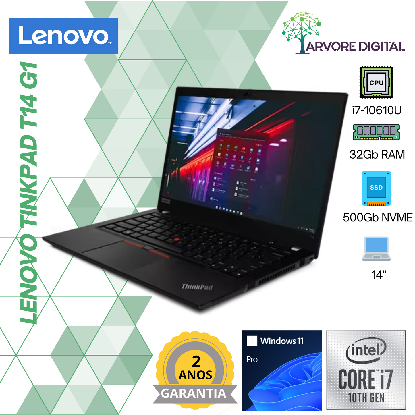 Lenovo ThinkPad T14 G1 | i7-10610U | 32Gb | 500Gb NVME | 14'' | W11Pro