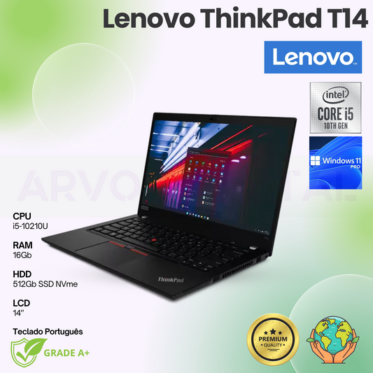 Lenovo ThinkPad T14 | i5-10210U | 16Gb | 512Gb NVME | 14'' | Teclado PT | W11Pro | Grade A+