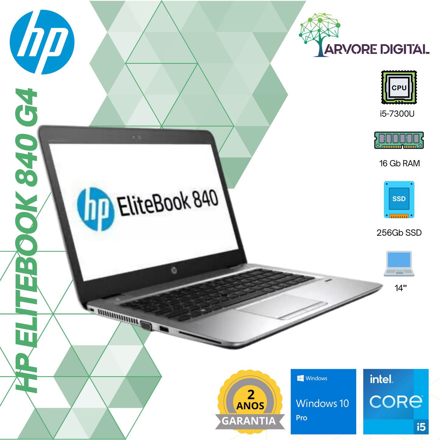 HP Elitebook 840 G4 | i5-7300U | 16Gb | 256Gb SSD | 14" | W10Pro