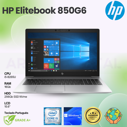 HP Elitebook 850 G6 | i5-8265U | 16Gb | 256Gb NVME | 15,6'' | Teclado PT | W11Pro