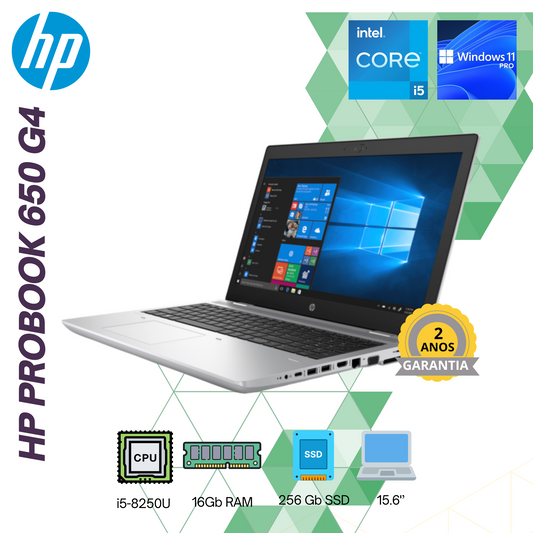 HP Probook 650G4 | i5-8250U | 16Gb | 256Gb SSD | 15,6'' | Windows 11 Pro