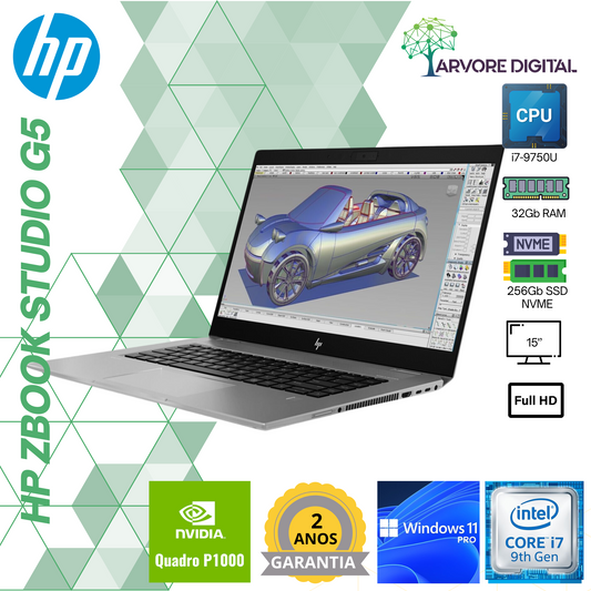 HP Zbook Studio G5 | i7-9750U | 32Gb | 512Gb NVMe | 15' | Quadro P1000 | W11Pro