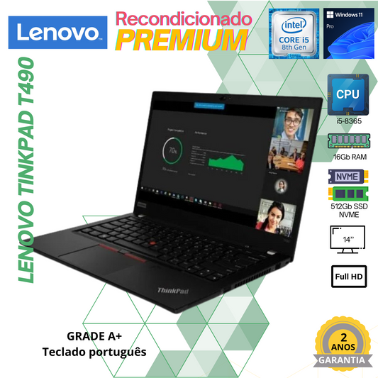 Lenovo ThinkPad T490 | i5-8365U | 16Gb | 512Gb NVME | 14'' | Teclado PT | W11 Pro | GRADE A+