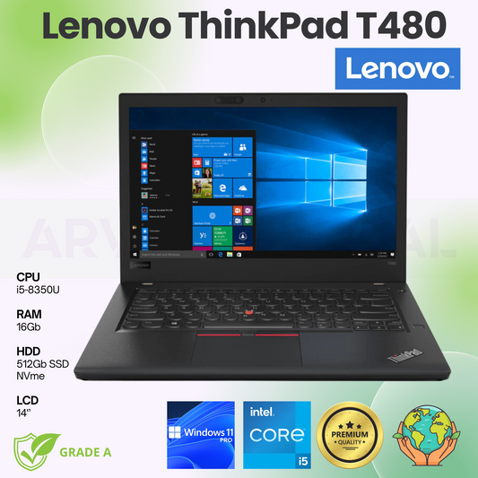 Lenovo ThinkPad T480 | i5-8350U | 16Gb | 512Gb NVME | 14'' | W11 Pro