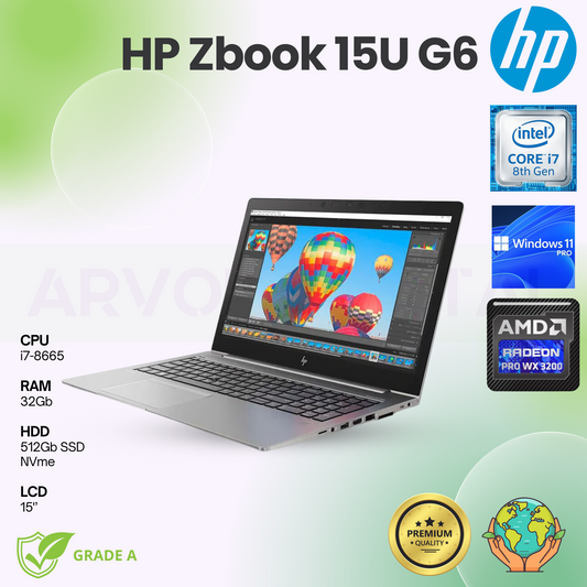 Zbook 15u G6 | i7-8665U | 32Gb | 512Gb NVme | AMD Radeon Pro WX 3200 4Gb | Windows 11 Pro