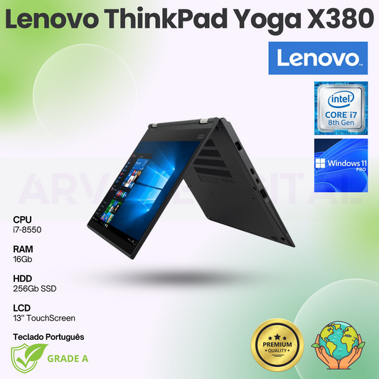 Lenovo ThinkPad Yoga X380 | i7-8550U | 16Gb | 256Gb NVME | 13'' TouchScreen | Teclado PT | W11 Pro