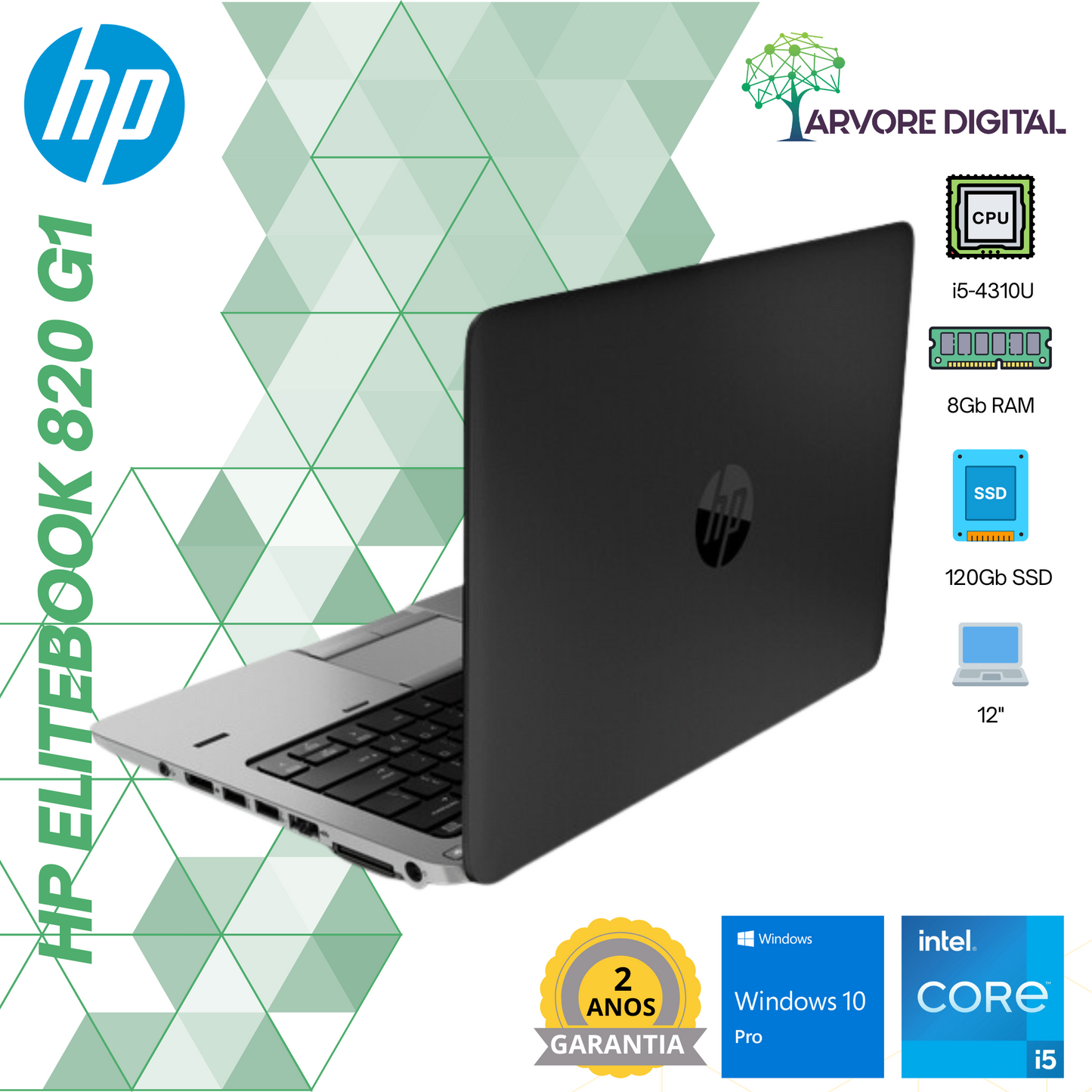 HP Elitebook 820 G1 | i5-4310U | 8Gb | 120Gb SSD | W10Pro