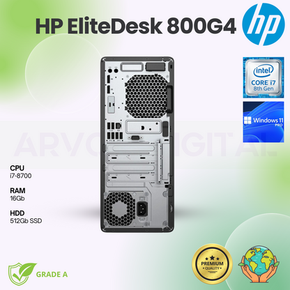 HP EliteDesk 800 G4 Tower | i7-8700 | 16Gb | 512Gb SSD | W11Pro