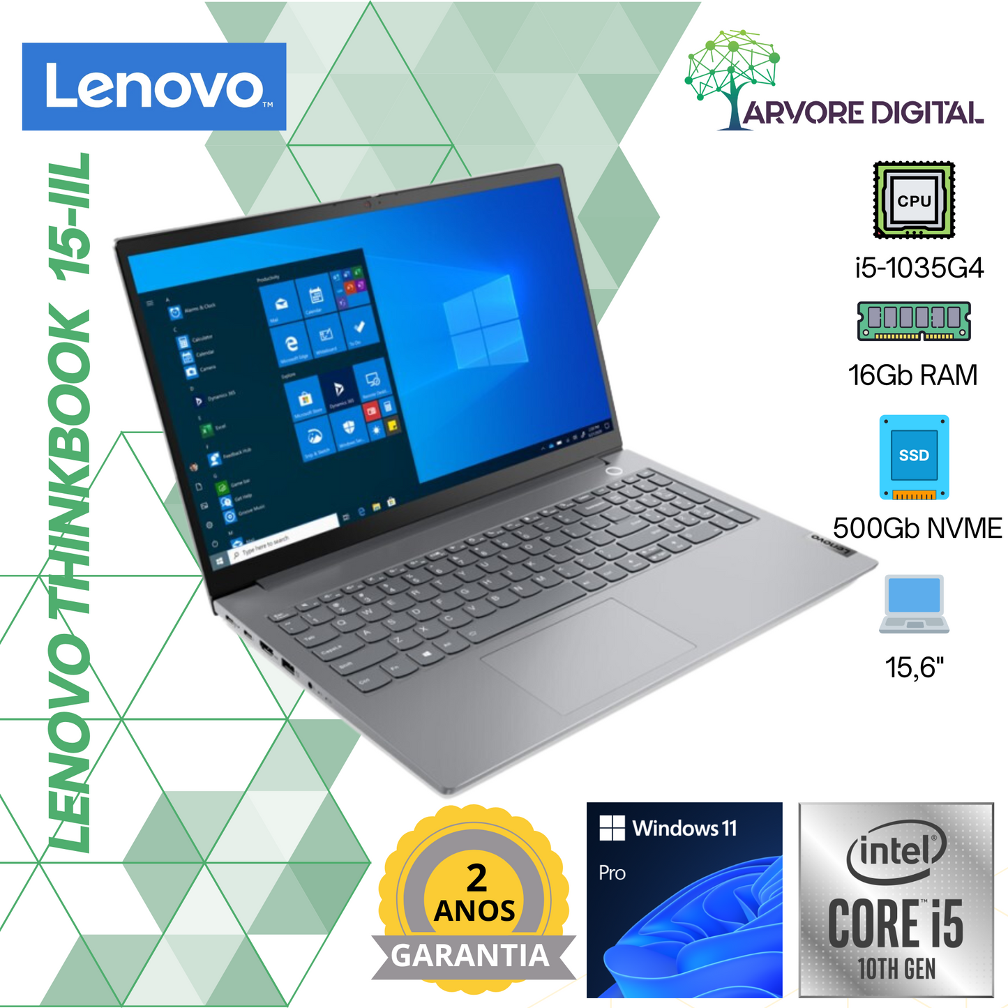 Lenovo Thinkbook 15-IIL | i5-1035G4 | 16Gb | 500Gb NVME | 15,6'' | W11Pro