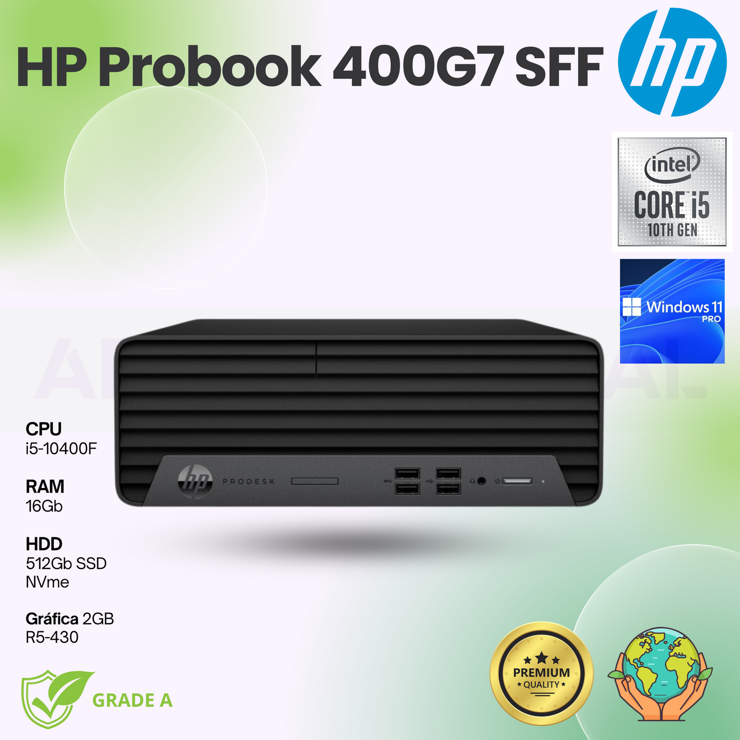 HP ProDesk 400 G7 SFF | i5-10400F | 16Gb | 512Gb SSD NVME | R5-430 2GB | Windows 11 Pro