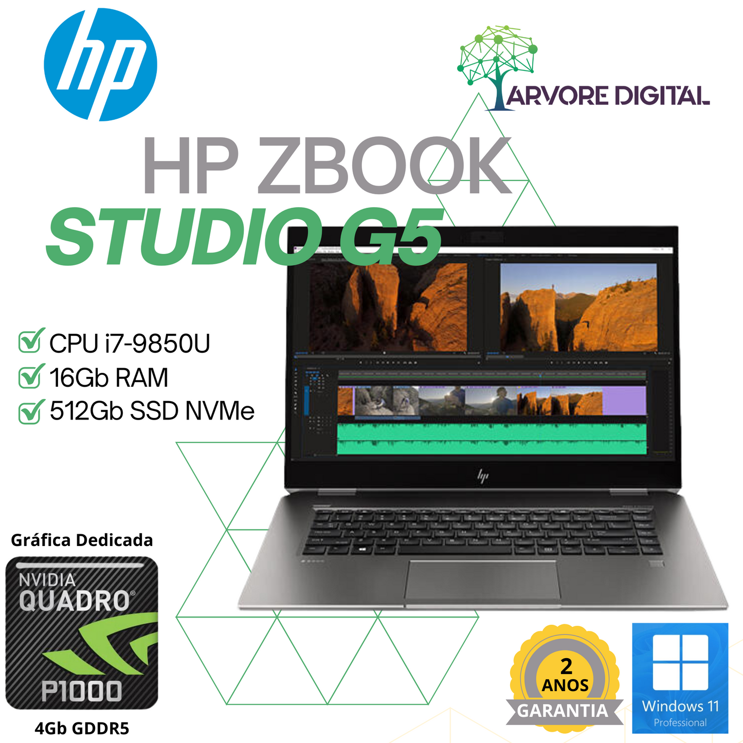 HP Zbook Studio G5 | i7-9850U | 16Gb | 512Gb NVMe | 15' | Quadro P1000 | W11Pro