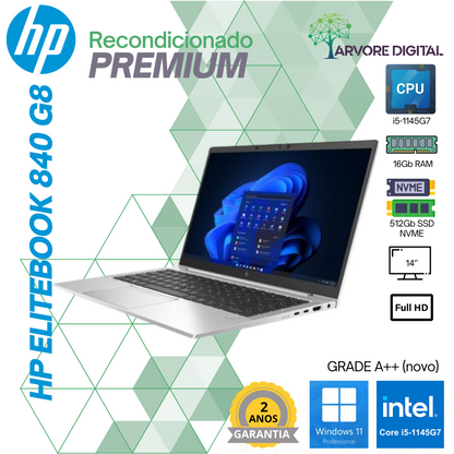 HP Elitebook 840G8 | i5-1145G7 | 16Gb | 512Gb NVME | 14'' | W11Pro | GRADEA++ (novo)