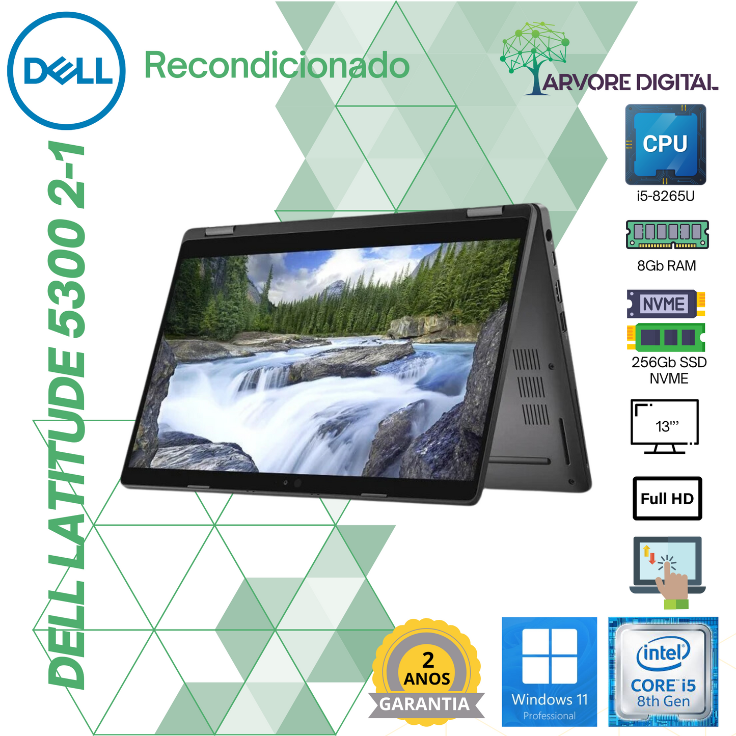 Dell Latitude 5300 |  i5-8365U | 8GB | 256Gb SSD | 13'' Touch | W11Pro