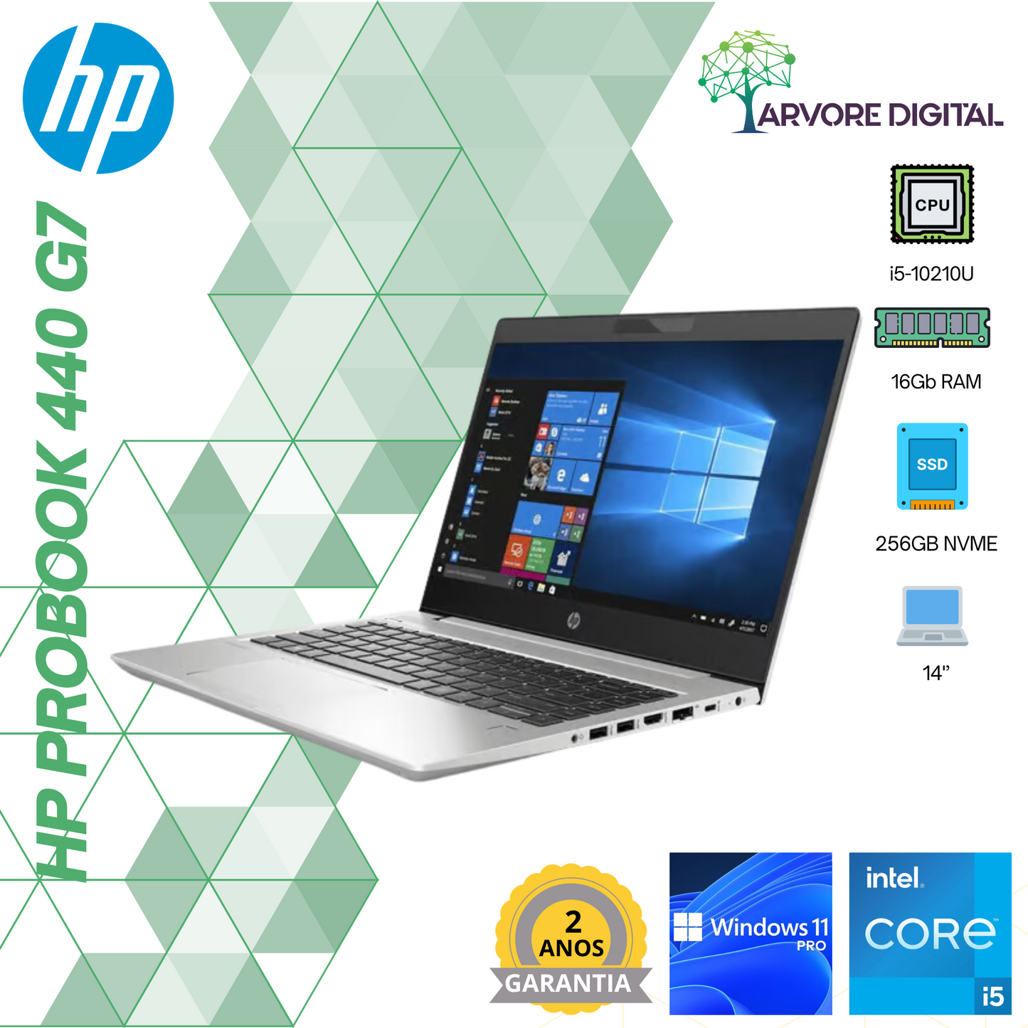 HP Probook 440 G7 | i5-10210U | 16Gb | 256Gb SSD NVME | 14'' | Windows 11 Pro