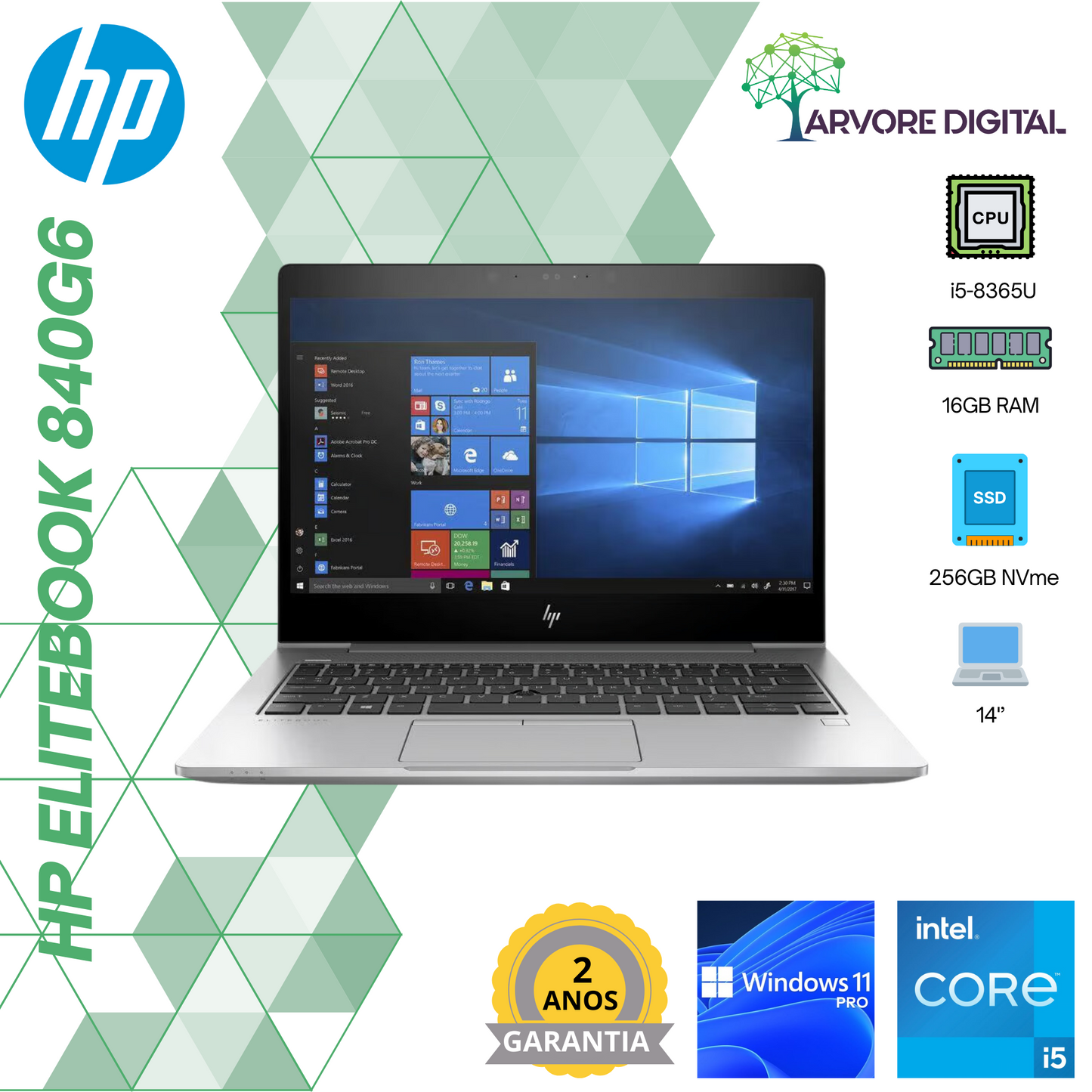 HP Elitebook 840G6 | i5-8365U | 16Gb | 256Gb NVME | 14'' | W11Pro
