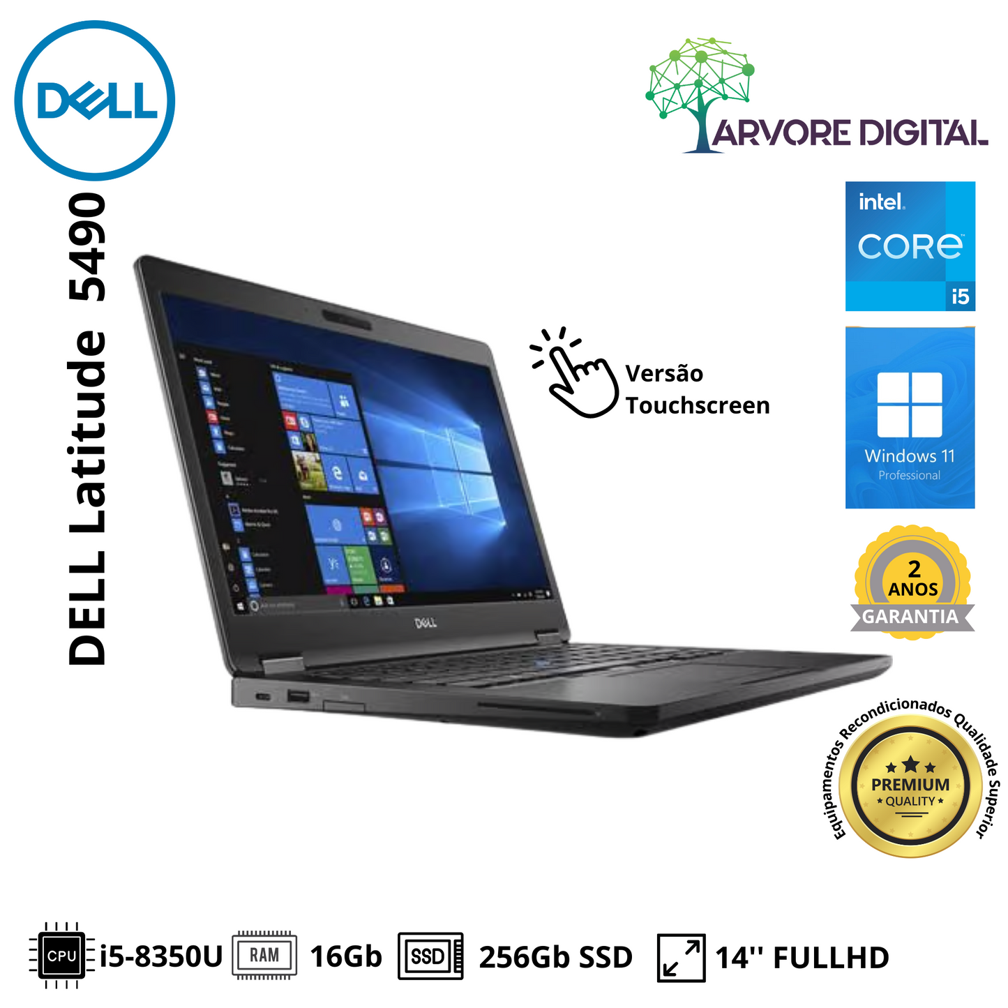 Dell Latitude 5490 | i5-8350U | 16Gb | 256Gb SSD | 14'' TouchScreen | W11Pro