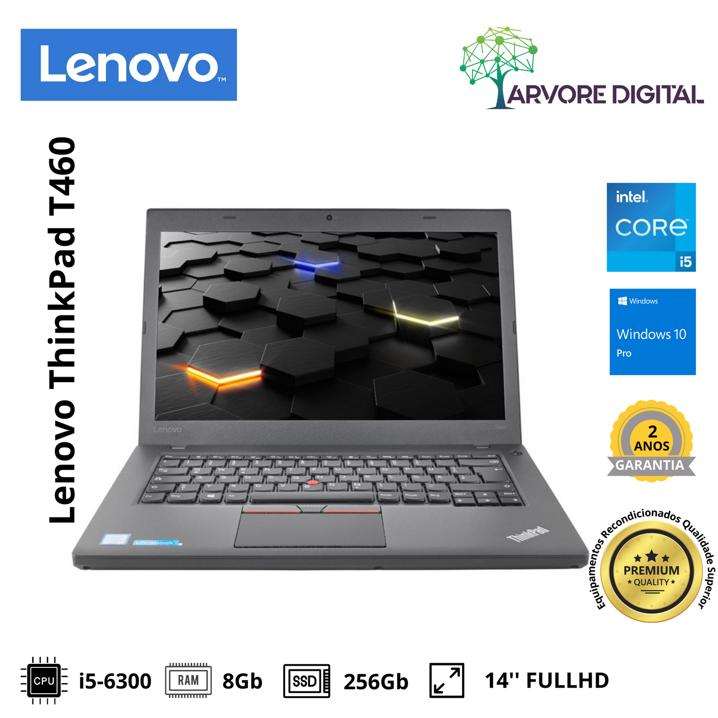 Lenovo ThinkPad T460 | i5-6300U | 8GB | 256Gb SSD | W10Pro