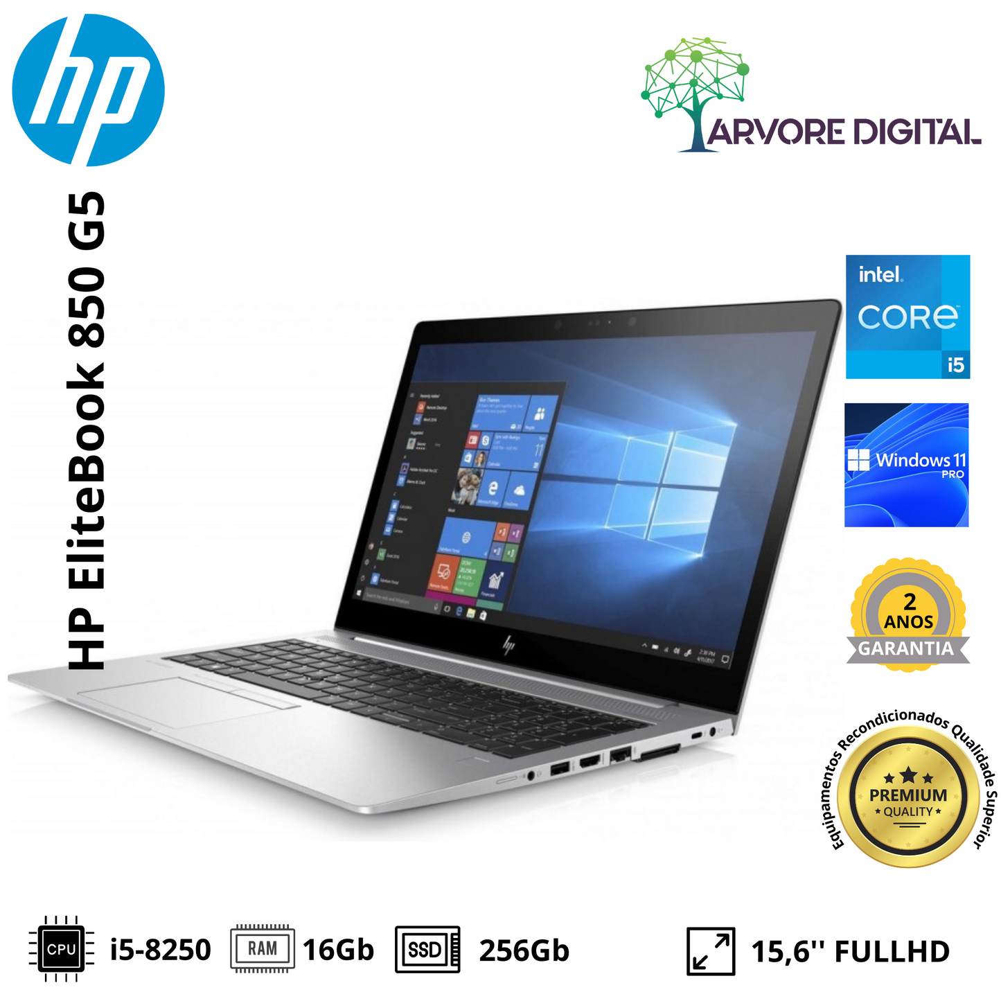 HP Elitebook 850 G5 | i5-8250 | 16Gb | 256Gb SSD NVMe | 15,6" | W11Pro
